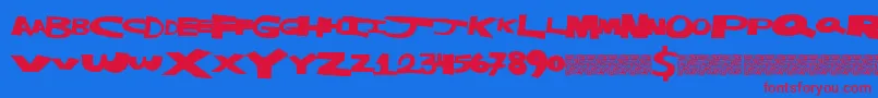 Masterstrike Font – Red Fonts on Blue Background