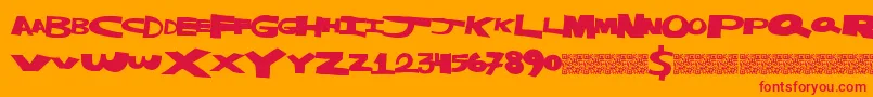 Masterstrike Font – Red Fonts on Orange Background