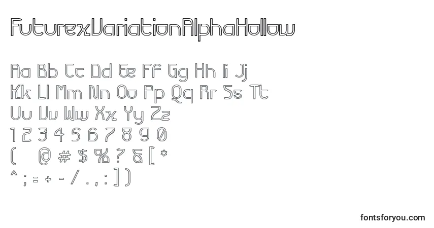 Schriftart FuturexVariationAlphaHollow – Alphabet, Zahlen, spezielle Symbole