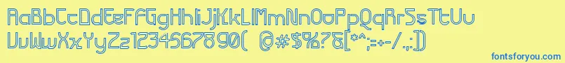 FuturexVariationAlphaHollow-Schriftart – Blaue Schriften auf gelbem Hintergrund