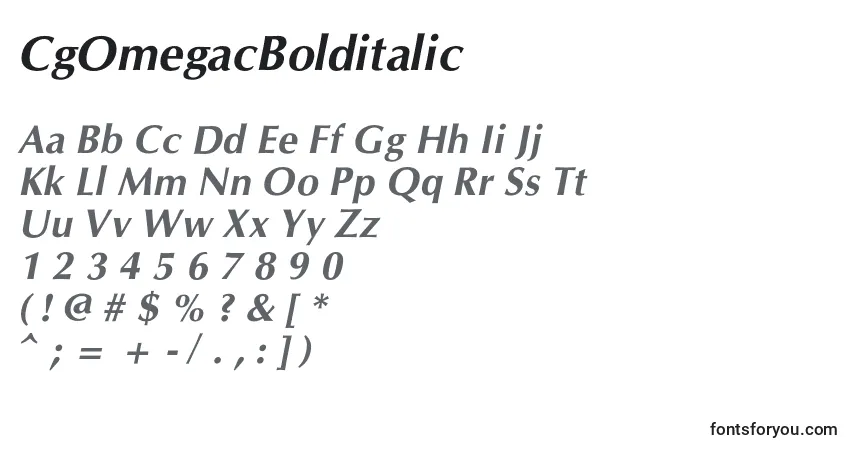 Schriftart CgOmegacBolditalic – Alphabet, Zahlen, spezielle Symbole