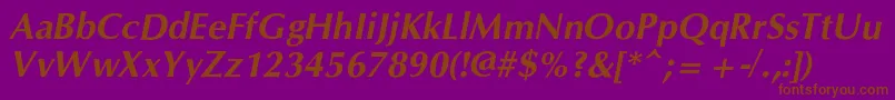 CgOmegacBolditalic-Schriftart – Braune Schriften auf violettem Hintergrund