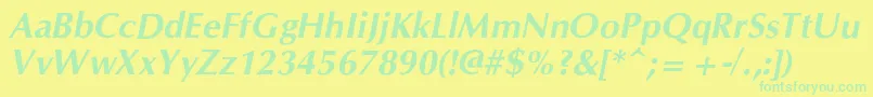 CgOmegacBolditalic Font – Green Fonts on Yellow Background