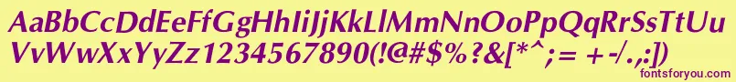 CgOmegacBolditalic-Schriftart – Violette Schriften auf gelbem Hintergrund