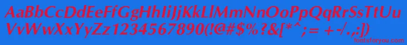 CgOmegacBolditalic Font – Red Fonts on Blue Background