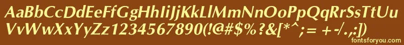 フォントCgOmegacBolditalic – 黄色のフォント、茶色の背景