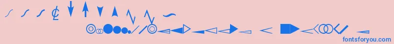 フォントEsriDimensioning – ピンクの背景に青い文字