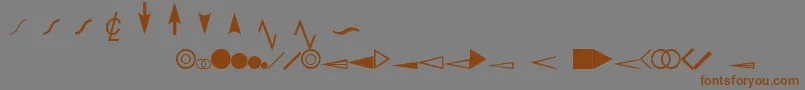 フォントEsriDimensioning – 茶色の文字が灰色の背景にあります。