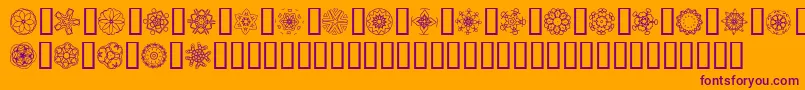 JiKaleidoscopeBats5-fontti – violetit fontit oranssilla taustalla