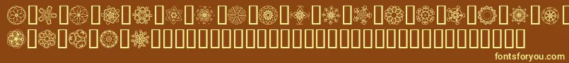JiKaleidoscopeBats5-fontti – keltaiset fontit ruskealla taustalla