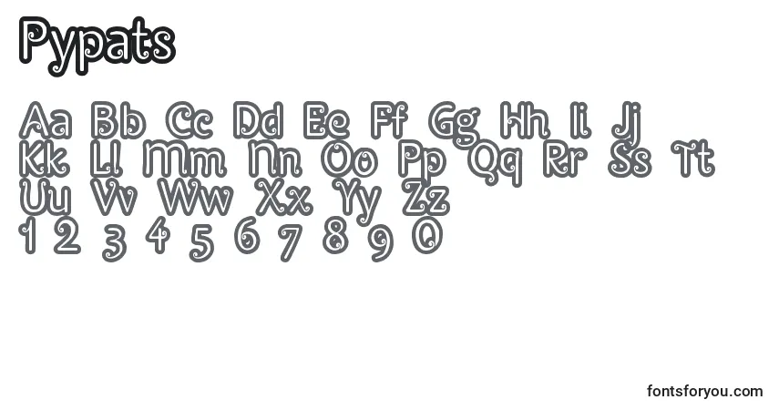 Pypats-fontti – aakkoset, numerot, erikoismerkit