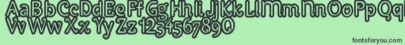 フォントPypats – 緑の背景に黒い文字