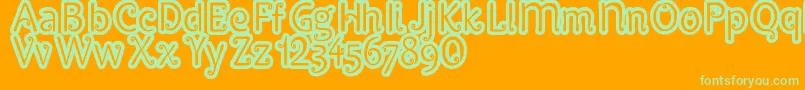 フォントPypats – オレンジの背景に緑のフォント