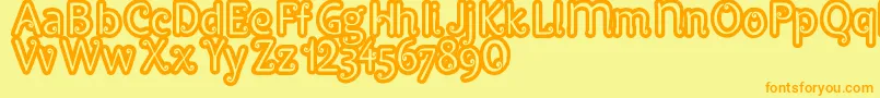 フォントPypats – オレンジの文字が黄色の背景にあります。
