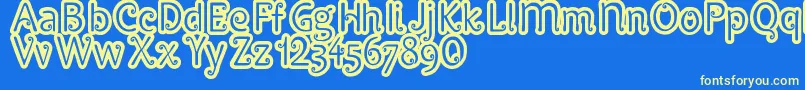 フォントPypats – 黄色の文字、青い背景