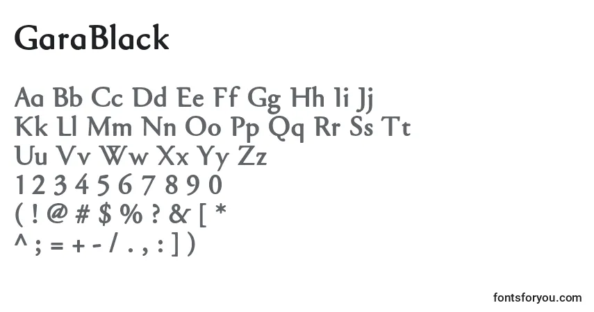 Fuente GaraBlack - alfabeto, números, caracteres especiales