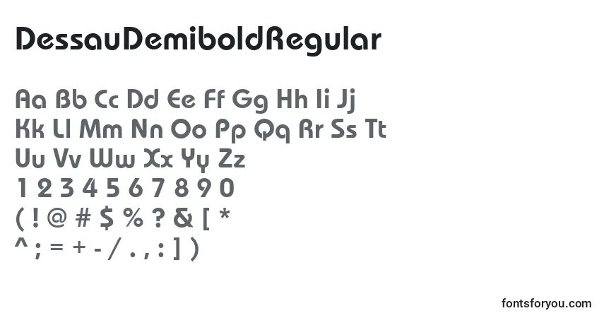 Czcionka DessauDemiboldRegular – alfabet, cyfry, specjalne znaki