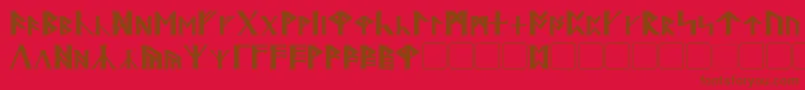 Britannian-Schriftart – Braune Schriften auf rotem Hintergrund