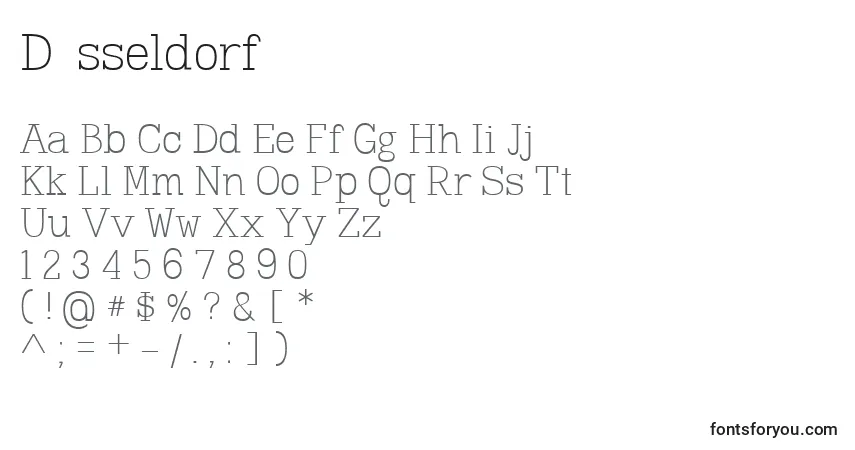 Czcionka DР±sseldorf – alfabet, cyfry, specjalne znaki