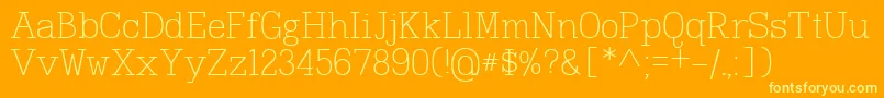 DР±sseldorf-Schriftart – Gelbe Schriften auf orangefarbenem Hintergrund
