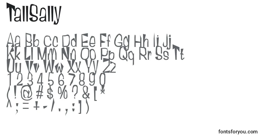 Czcionka TallSally – alfabet, cyfry, specjalne znaki
