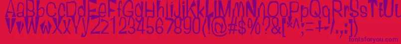 TallSally Font – Purple Fonts on Red Background