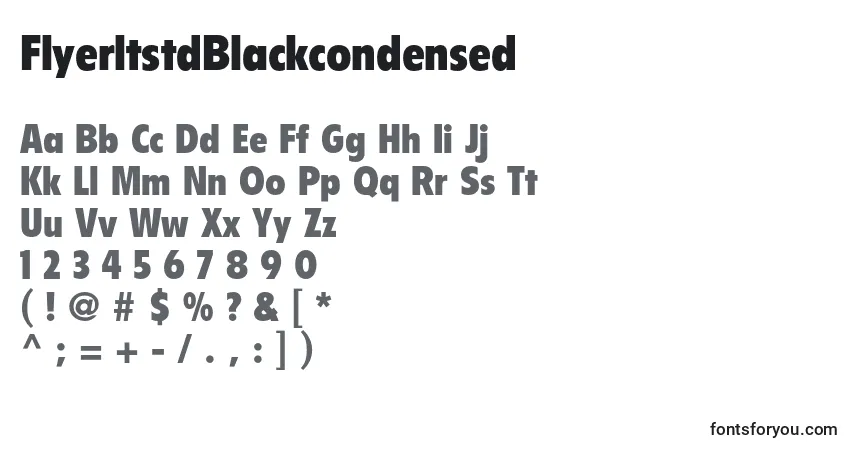 A fonte FlyerltstdBlackcondensed – alfabeto, números, caracteres especiais