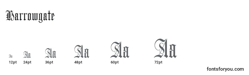 Harrowgate Font Sizes