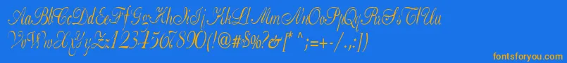 Basicclassa156aRegularTtcon-Schriftart – Orangefarbene Schriften auf blauem Hintergrund