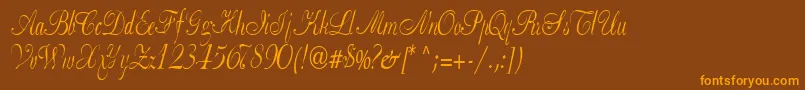 フォントBasicclassa156aRegularTtcon – オレンジ色の文字が茶色の背景にあります。