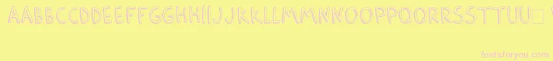 BarlowByThunderpandaVer02-fontti – vaaleanpunaiset fontit keltaisella taustalla