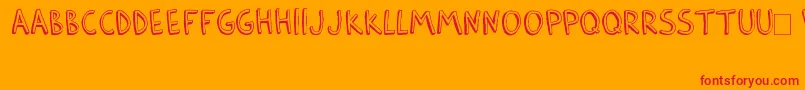 BarlowByThunderpandaVer02-Schriftart – Rote Schriften auf orangefarbenem Hintergrund