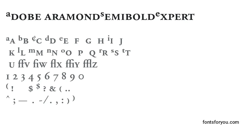 AdobeGaramondSemiboldExpert-fontti – aakkoset, numerot, erikoismerkit