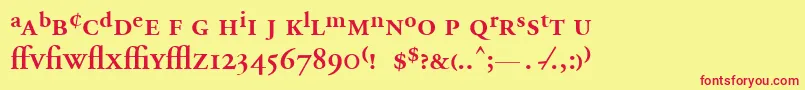 AdobeGaramondSemiboldExpert Font – Red Fonts on Yellow Background