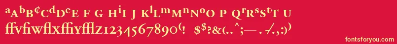 AdobeGaramondSemiboldExpert Font – Yellow Fonts on Red Background