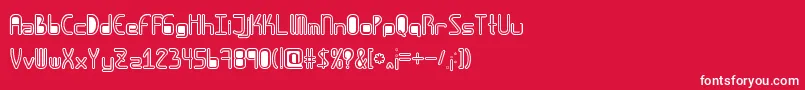 フォントAmplitudeshollowdigitalfilled – 赤い背景に白い文字