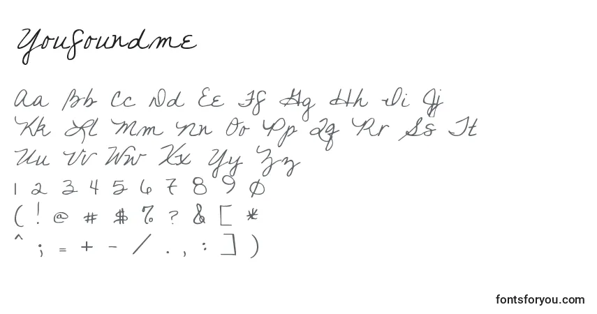 Schriftart Youfoundme – Alphabet, Zahlen, spezielle Symbole