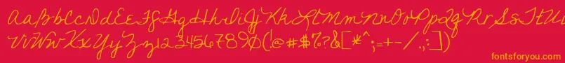 フォントYoufoundme – 赤い背景にオレンジの文字