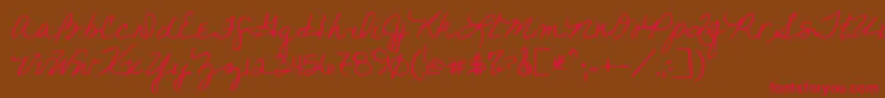 Youfoundme-Schriftart – Rote Schriften auf braunem Hintergrund