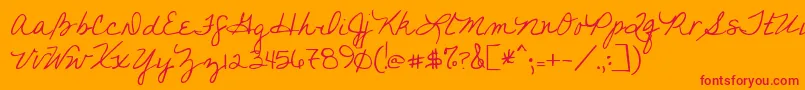 Youfoundme-Schriftart – Rote Schriften auf orangefarbenem Hintergrund