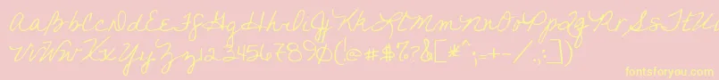 Youfoundme-Schriftart – Gelbe Schriften auf rosa Hintergrund