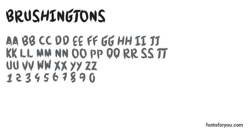 Schriftart Brushingtons – Alphabet, Zahlen, spezielle Symbole