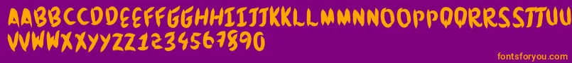 Brushingtons-fontti – oranssit fontit violetilla taustalla