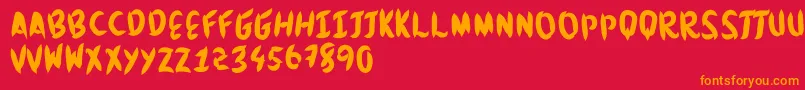 Brushingtons Font – Orange Fonts on Red Background