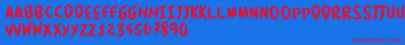 Brushingtons Font – Red Fonts on Blue Background