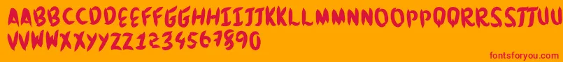 Brushingtons Font – Red Fonts on Orange Background