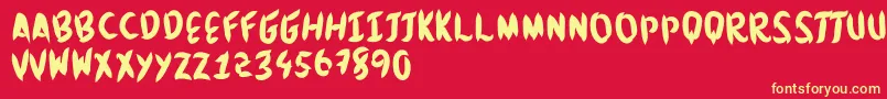 Brushingtons Font – Yellow Fonts on Red Background