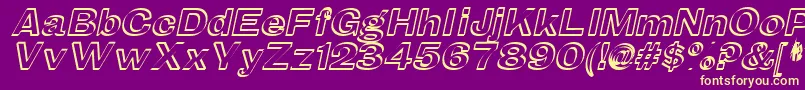 HamptonhollowMedium-Schriftart – Gelbe Schriften auf violettem Hintergrund