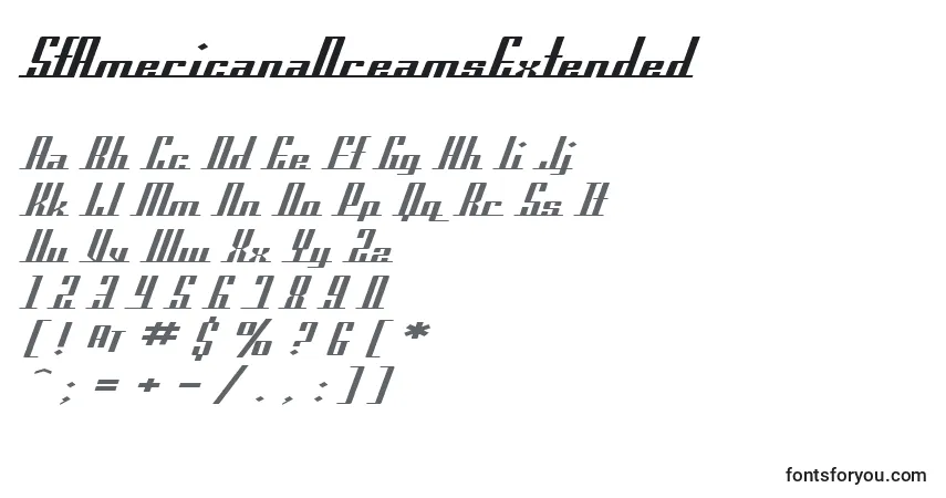 Schriftart SfAmericanaDreamsExtended – Alphabet, Zahlen, spezielle Symbole