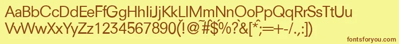 フォントN692SansRegular – 茶色の文字が黄色の背景にあります。